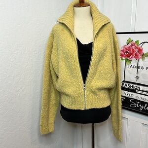 Aritzia Yellow Zip-Up Sweater